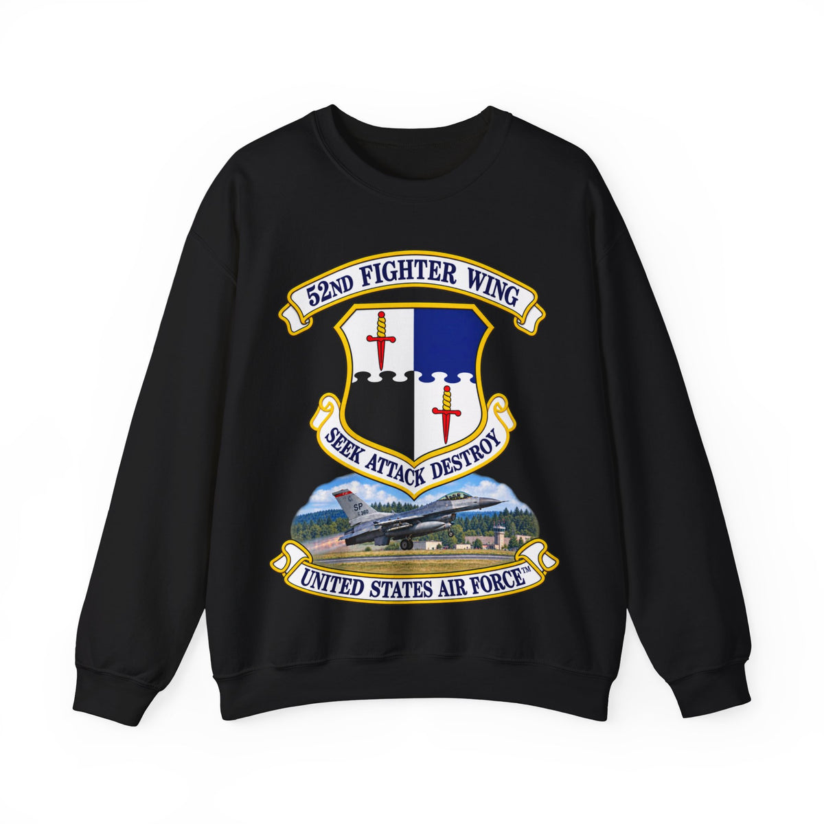 Crewneck Sweatshirt — 52nd Fighter Wing - Shield - United States Air Force w scene and TM