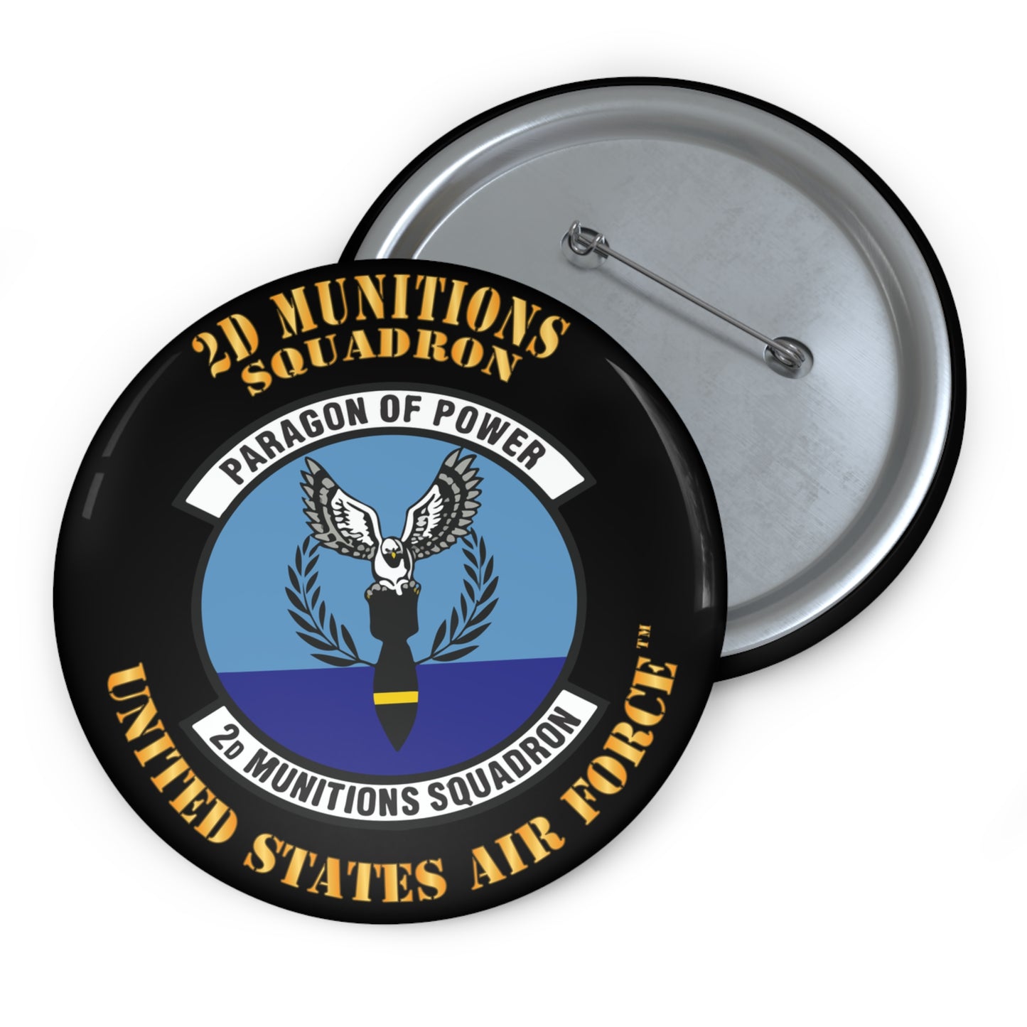 Custom Pin Button - USAF - 2nd Munitions Squadron