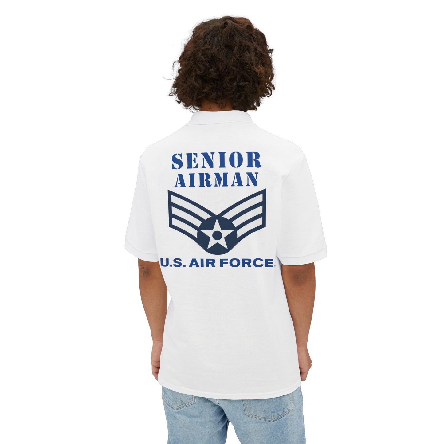 Men's Piqué Polo - USAF - Senior Airman (E4) - 2020 - US Air Force w Text X 300