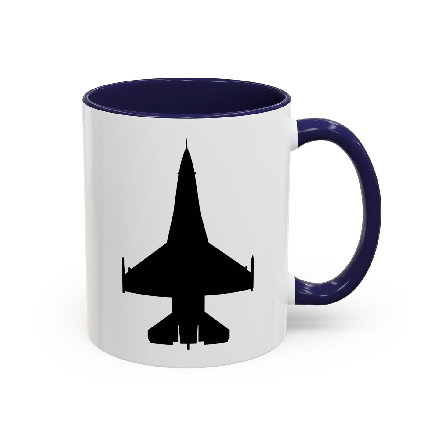 Accent Coffee Mug (11oz & 15oz) - Aircraft - F-16 -Top - Black wo Txt X 300
