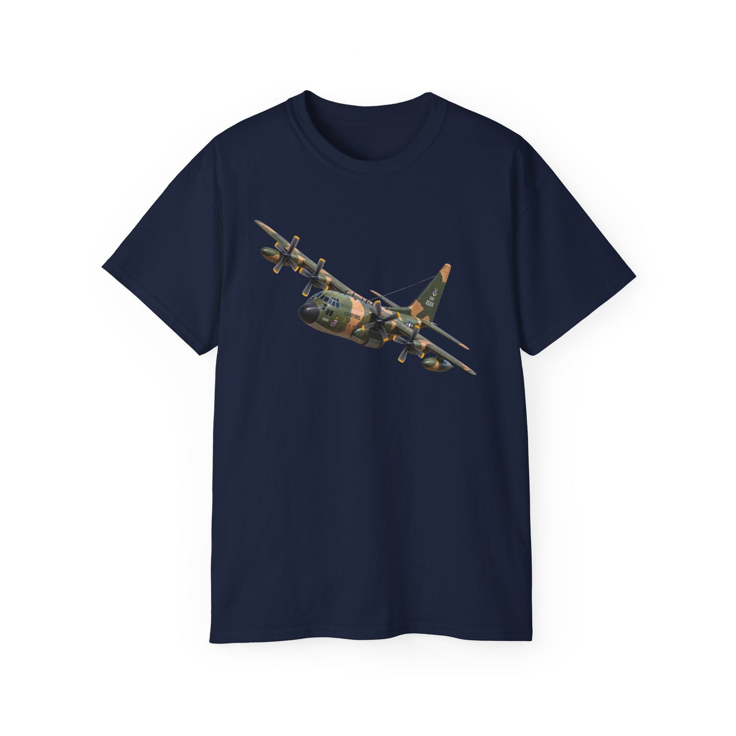 Unisex Ultra Cotton Tee - C-130  Aircraft - Camo - Landing - Hard Left Bank