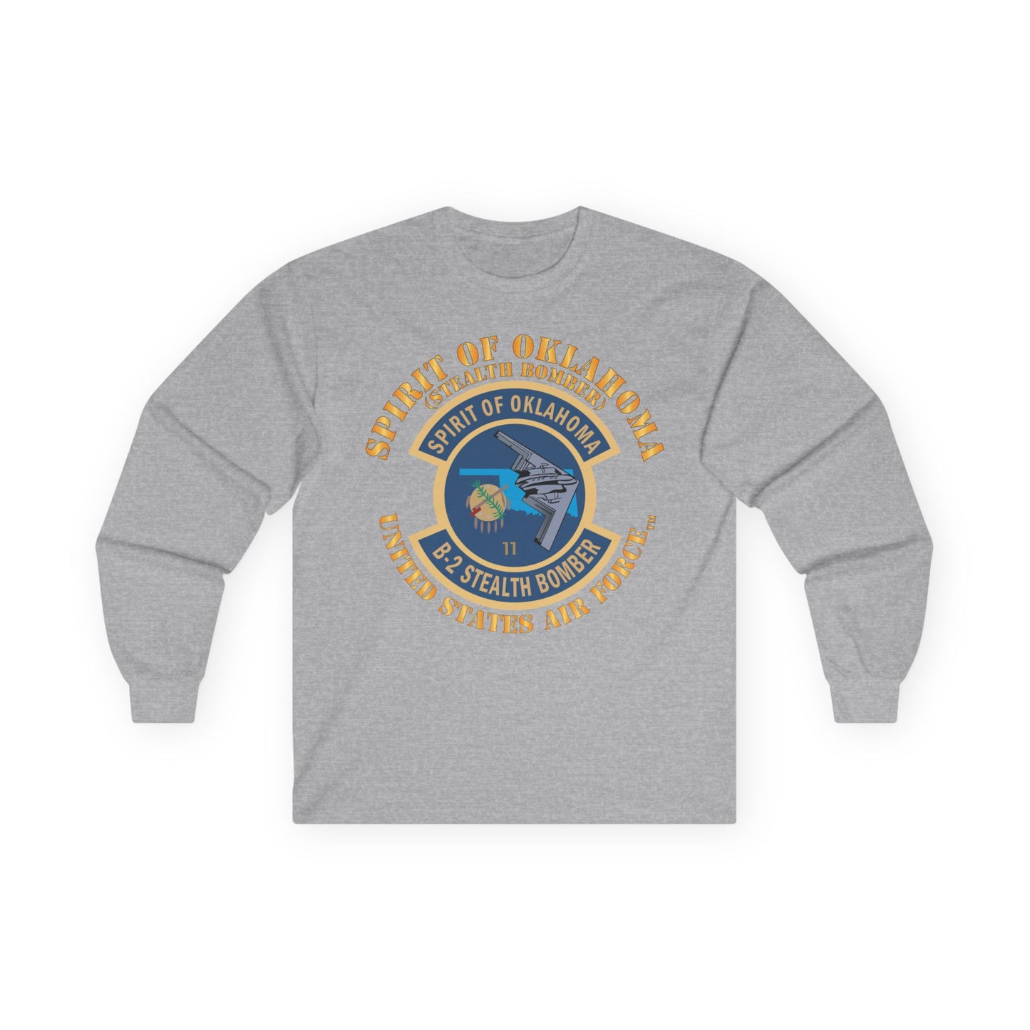 Unisex Ultra Cotton Long Sleeve Tee - USAF - B2 - Spirit of Oklahoma - Stealth Bomber X 300