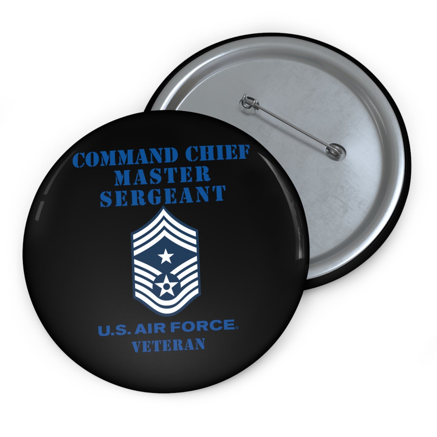 Custom Pin Button - USAF - Command Chief Master Sergeant (E9c) - 2020 - Veteran
