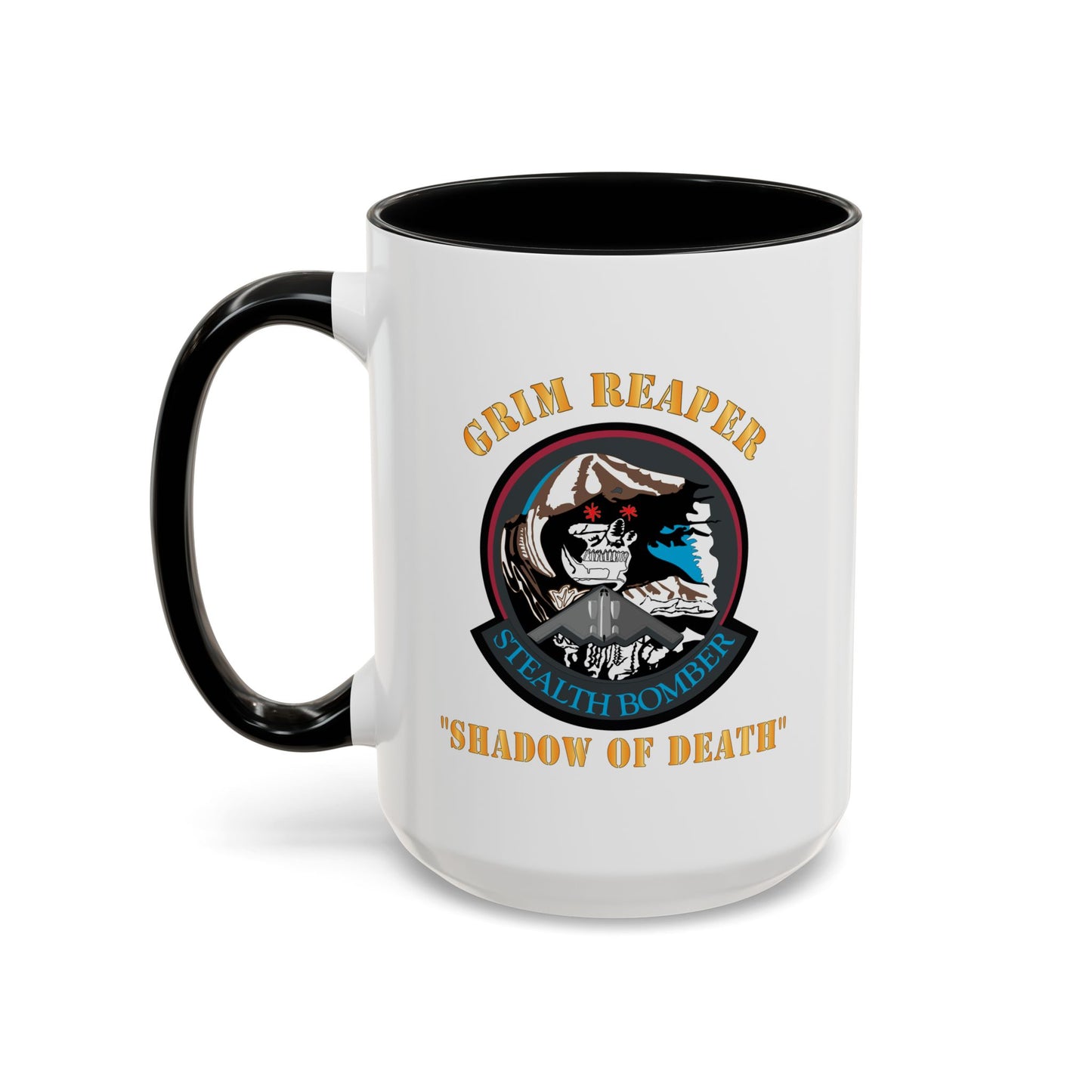 Accent Coffee Mug (11oz & 15oz) - USAF - B2 - Grim Reaper - Stealth Bomber X 300
