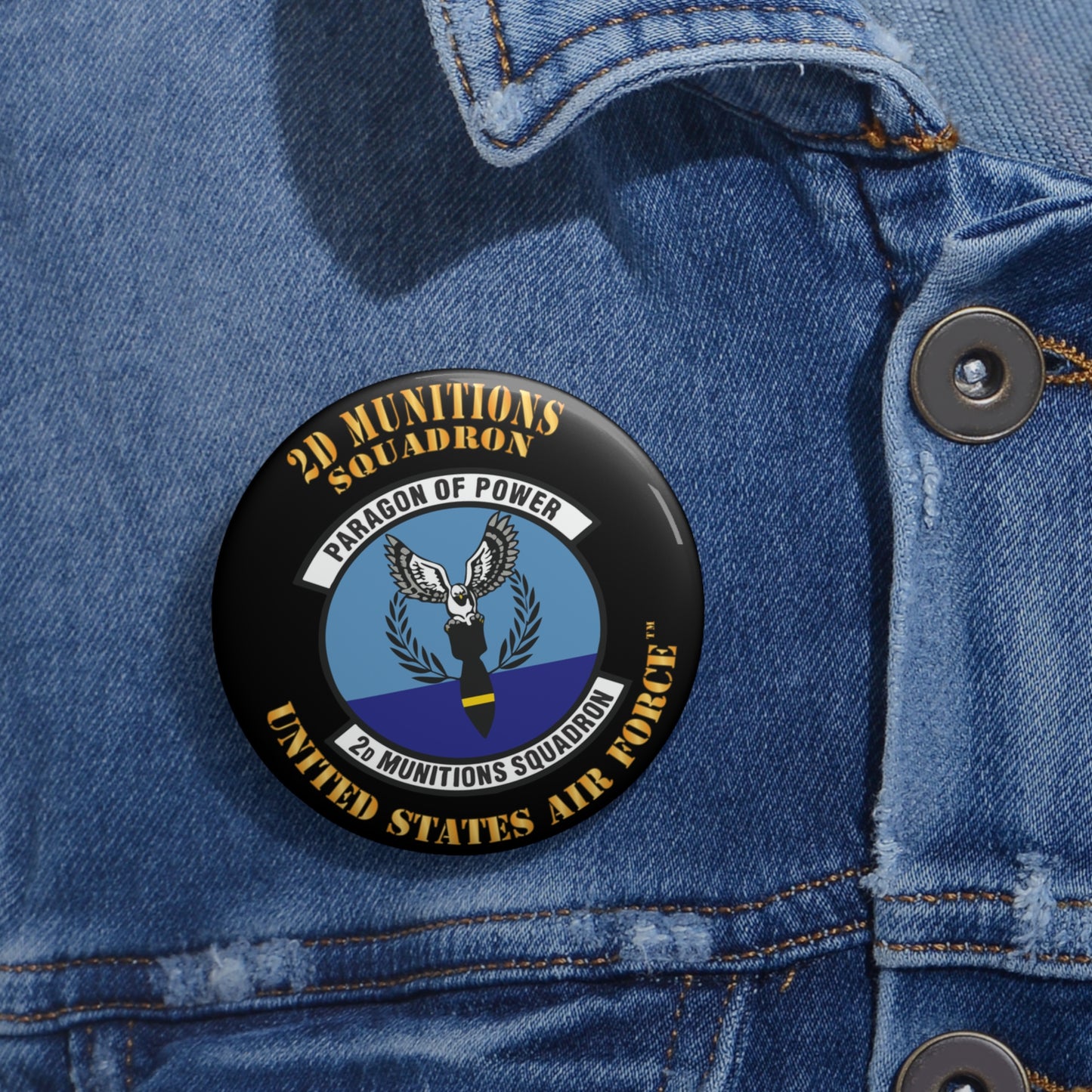 Custom Pin Button - USAF - 2nd Munitions Squadron