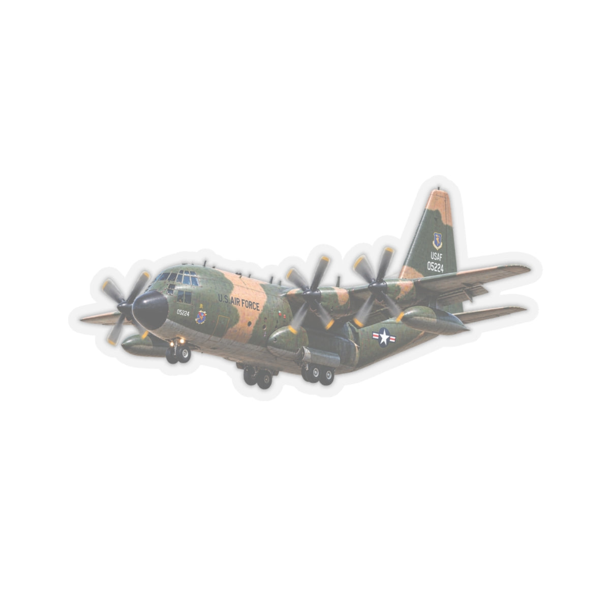 Kiss-Cut Stickers - C-130  Aircraft - Camo - Landing - Approach