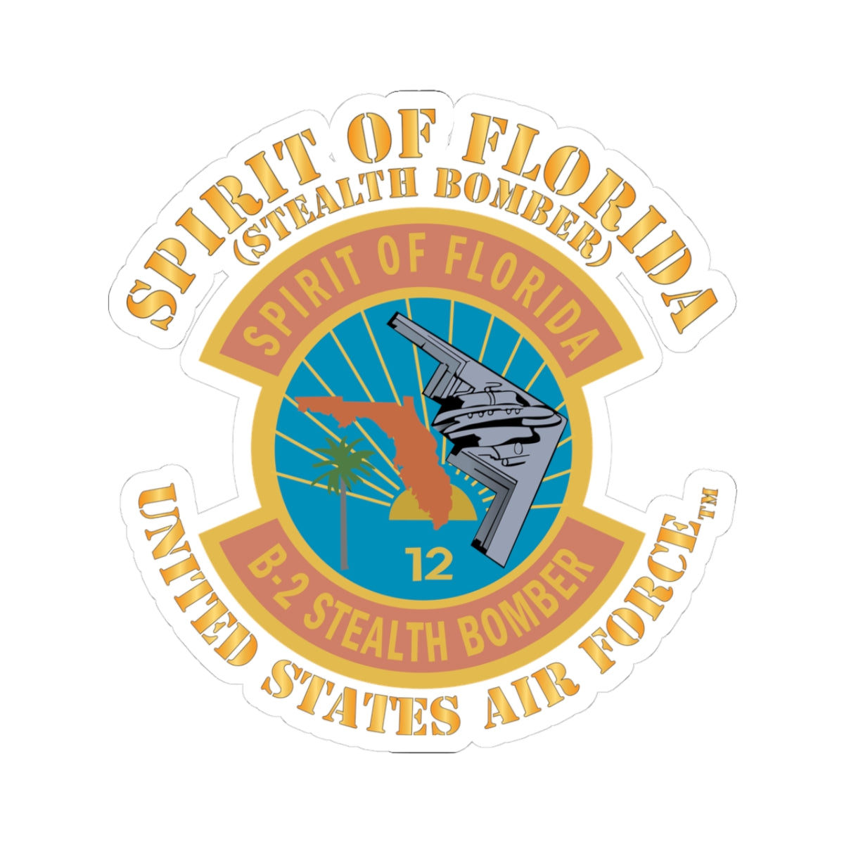 Kiss-Cut Stickers - USAF - B2 - Spirit of Florida - Stealth Bomber X 300
