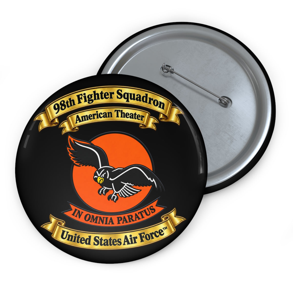 Custom Pin Button - 98th Fighter-Interceptor Squadron - SSI - American Theater - USAAF - 3D - Transparent