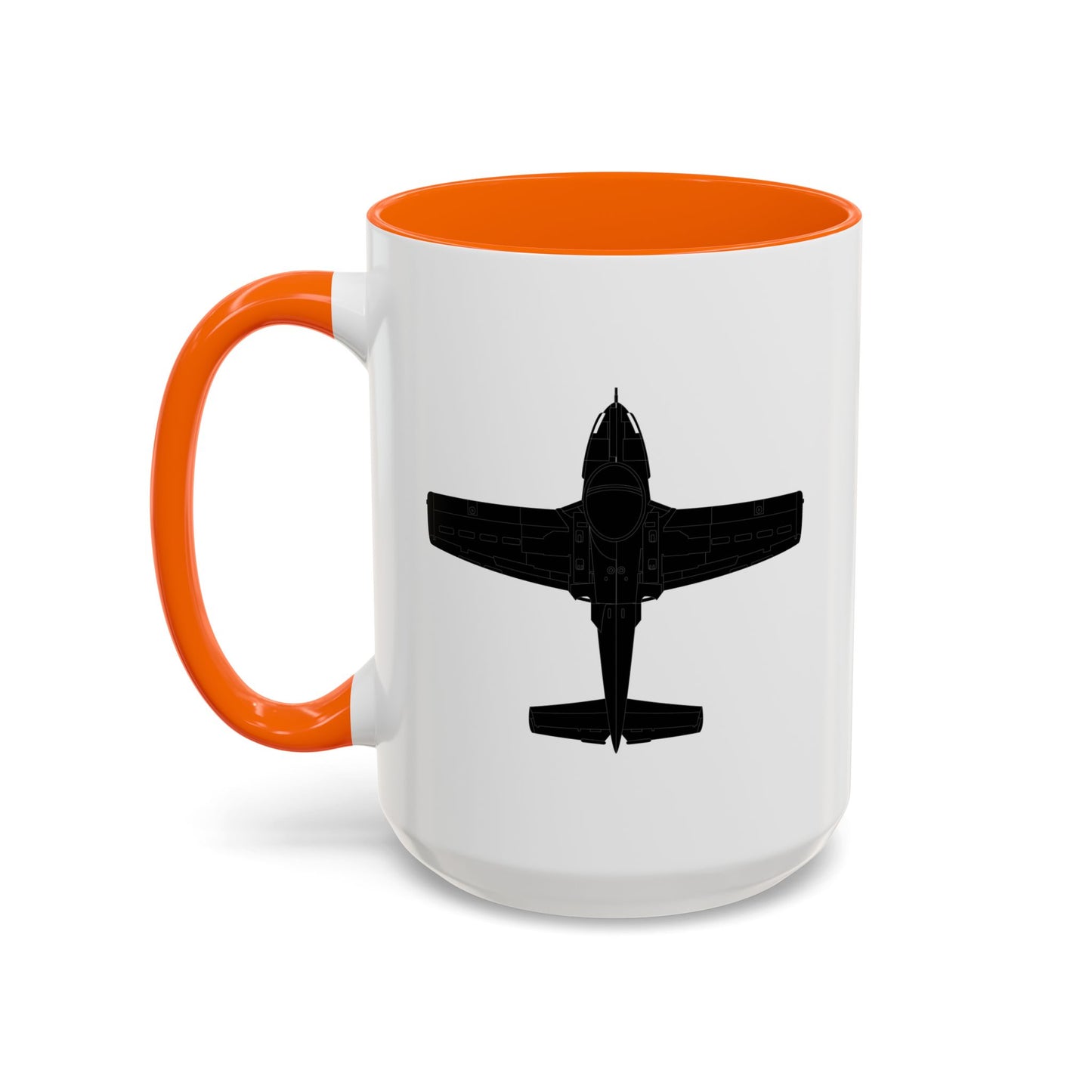 Accent Coffee Mug (11oz & 15oz) - Aircraft - T-37-Trainer - Top - Black - Metal X 300