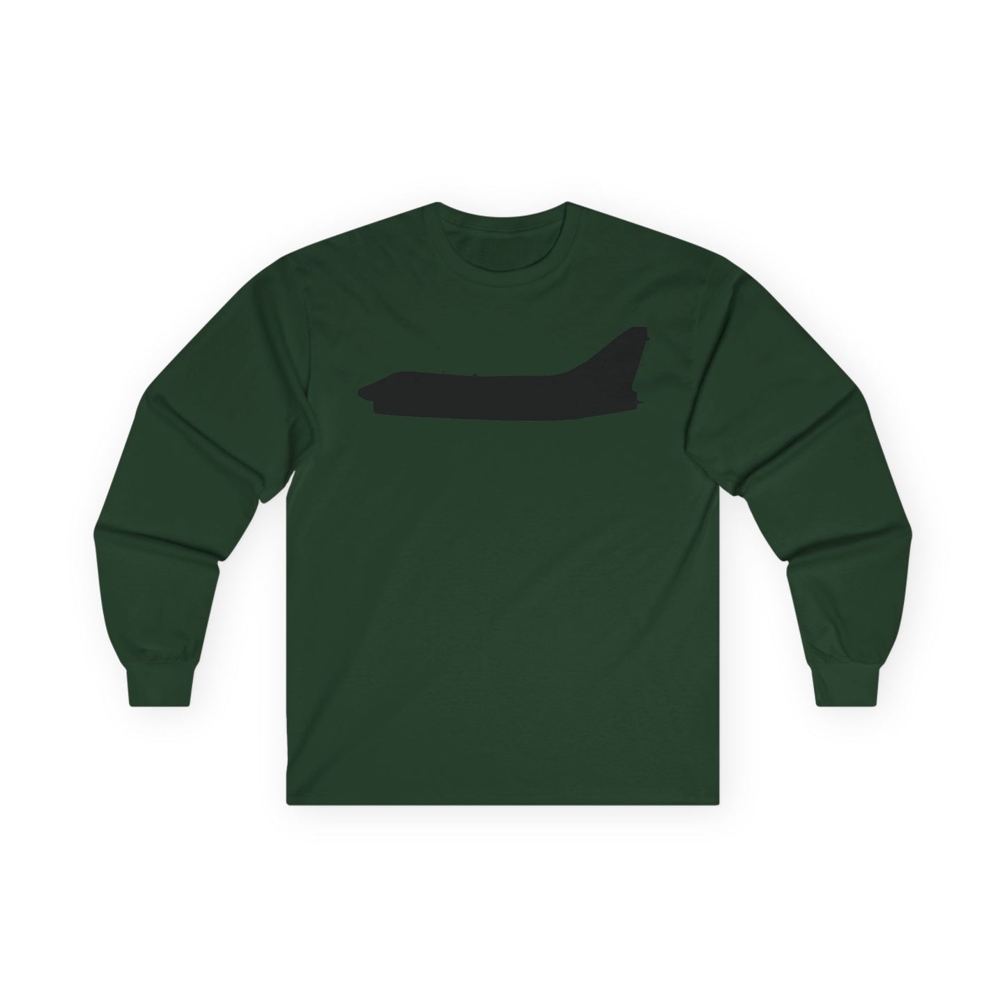 Unisex Ultra Cotton Long Sleeve Tee - Aircraft - Navy - A-7B Corsair II - Side - Silhouette X 300
