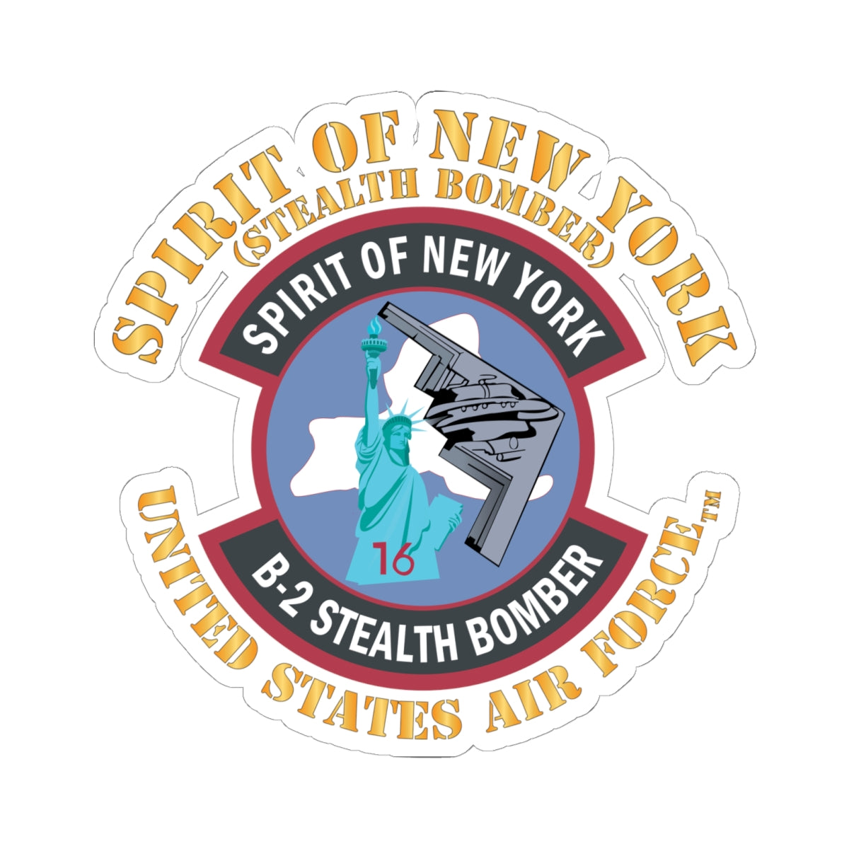 Kiss-Cut Stickers - USAF - B2 - Spirit of New York - Stealth Bomber X 300