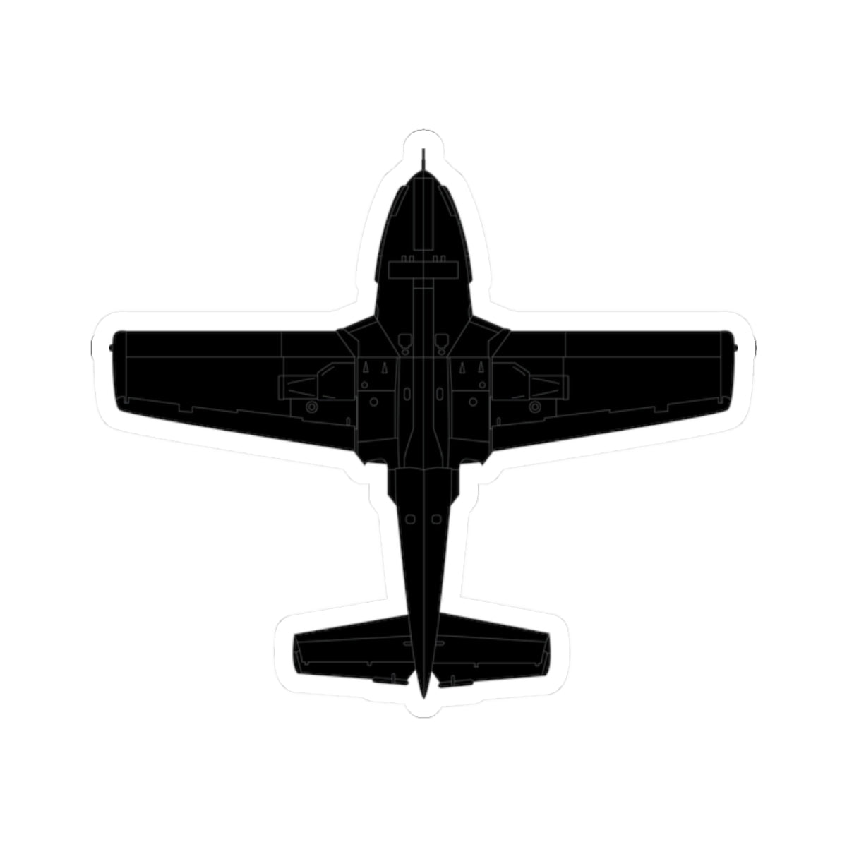 Kiss-Cut Stickers - Aircraft - T-37-Trainer - Bottom - Black - Metal X 300