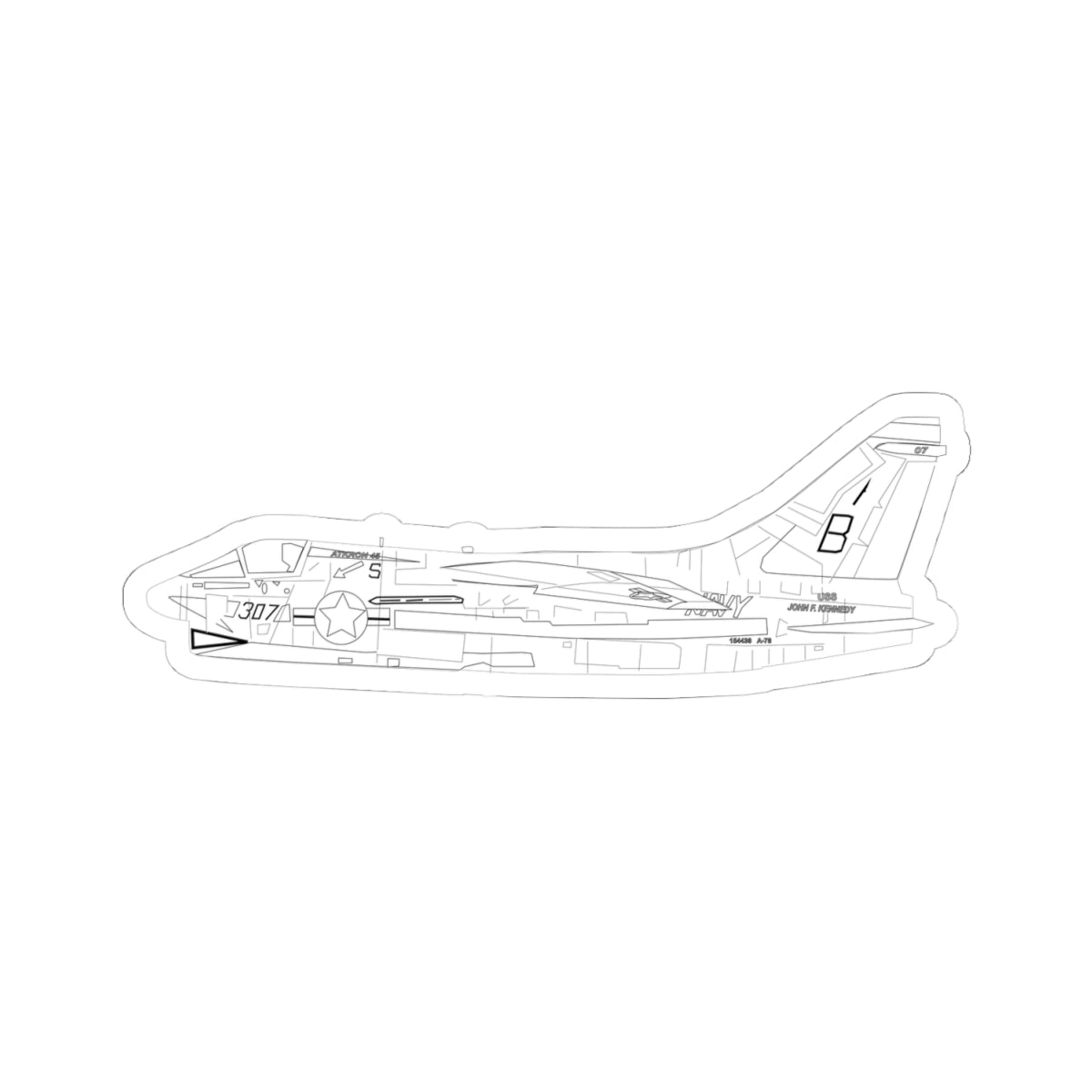 Kiss-Cut Stickers - Aircraft - Navy - A-7B Corsair II - Side - LA X 300