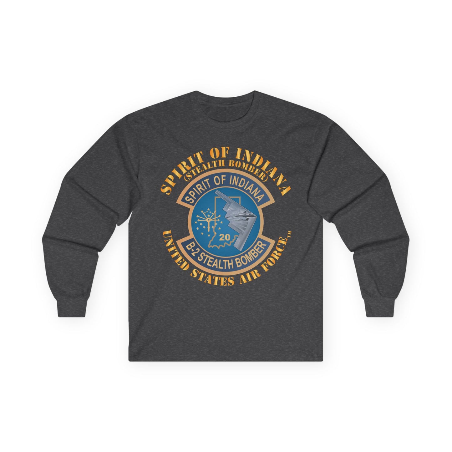 Unisex Ultra Cotton Long Sleeve Tee - USAF - B2 - Spirit of Indiana - Stealth Bomber X 300