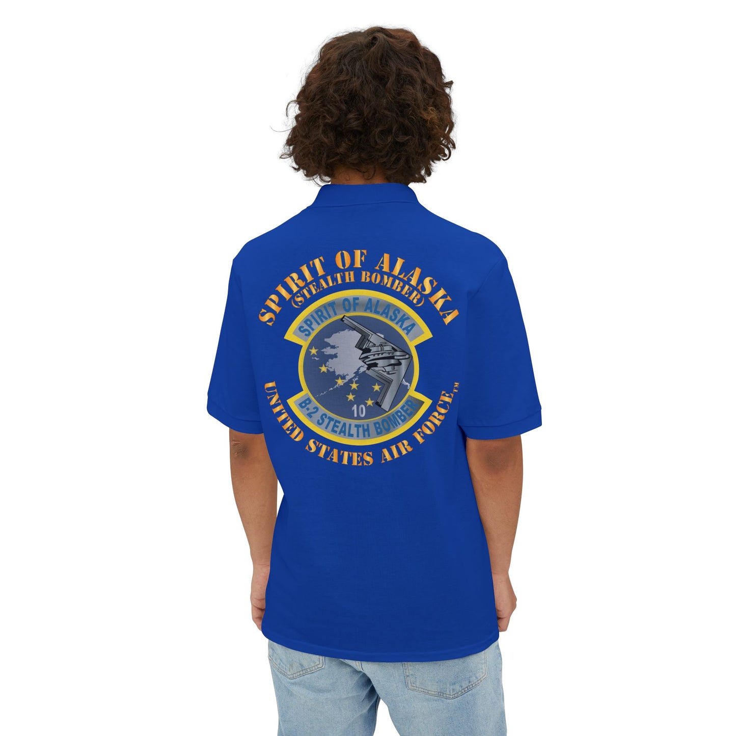 Men's Piqué Polo - USAF - B2 - Spirit of Alaska - Stealth Bomber X 300