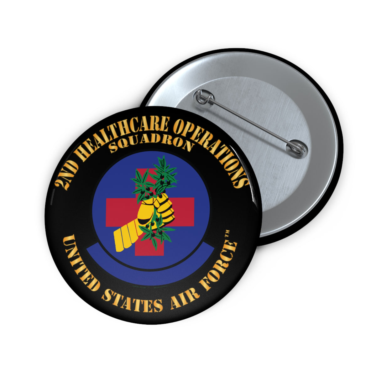 Custom Pin Button - USAF - 2nd Healthcare Operations Squadron