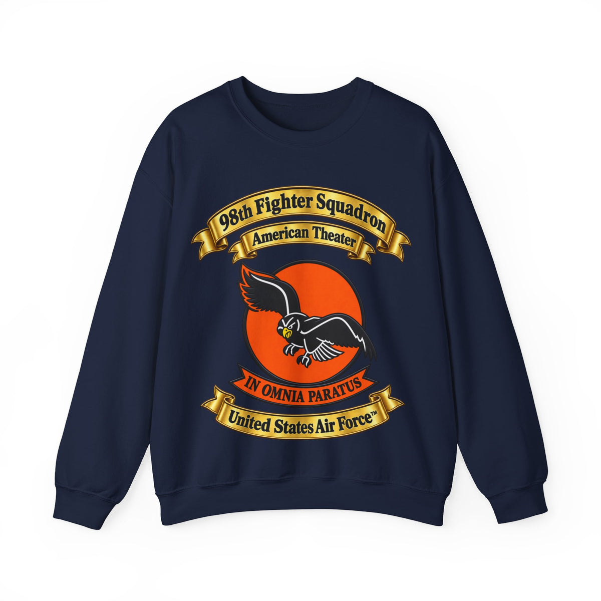 Crewneck Sweatshirt - 98th Fighter-Interceptor Squadron - SSI - American Theater - USAAF - 3D - Transparent