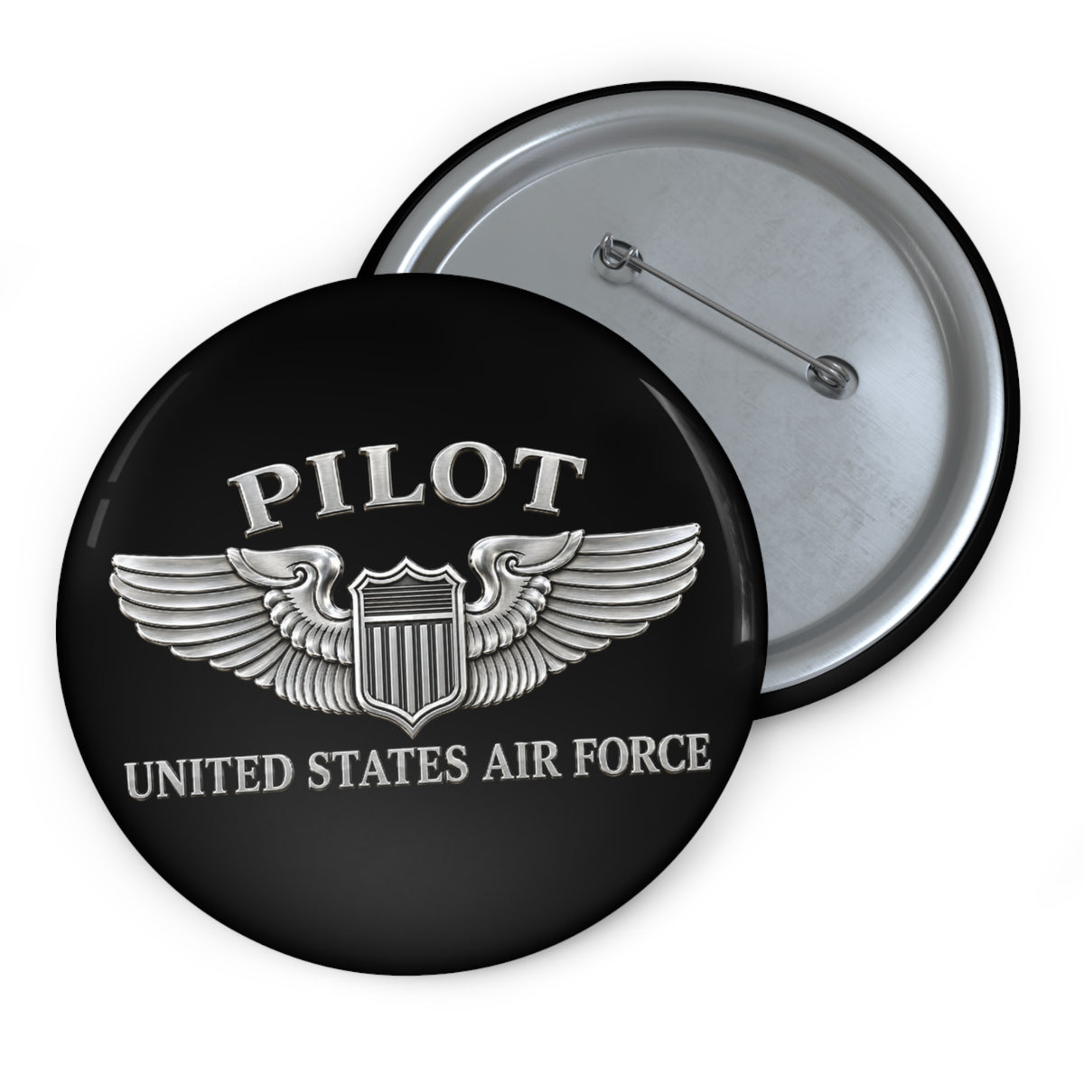Custom Pin Button - USAF - Basic Pilot Badge - United States Air Force - 3D - Enhanced