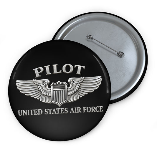 Custom Pin Button - USAF - Basic Pilot Badge - United States Air Force - 3D - Enhanced