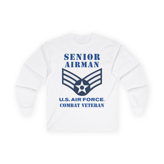 Unisex Ultra Cotton Long Sleeve Tee - USAF - Senior Airman (E4) - 2020 - Combat Veteran