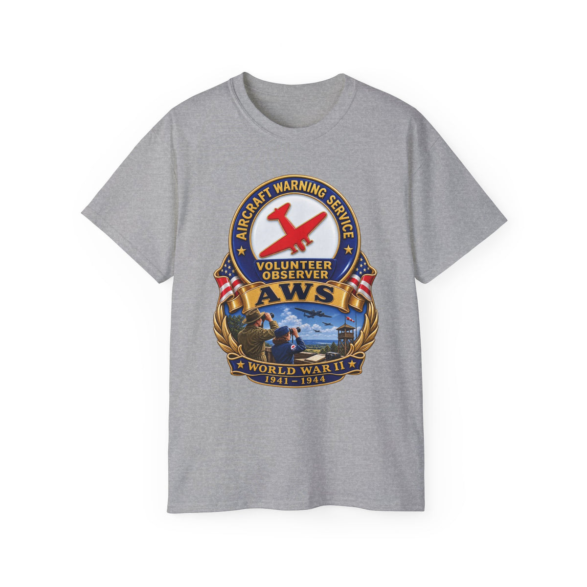 Unisex Ultra Cotton Tee - Aircraft Warning Service (AWS) WWII - 3D - Enhanced