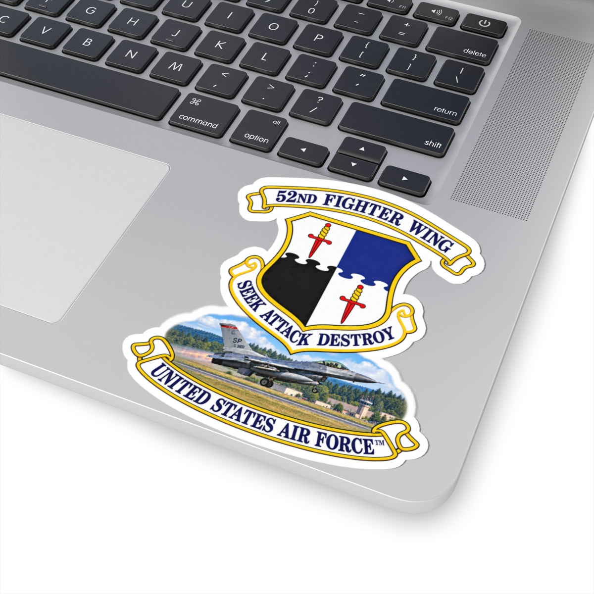 Kiss-Cut Stickers - 52nd Fighter Wing - Shield - United States Air Force w scene and TM