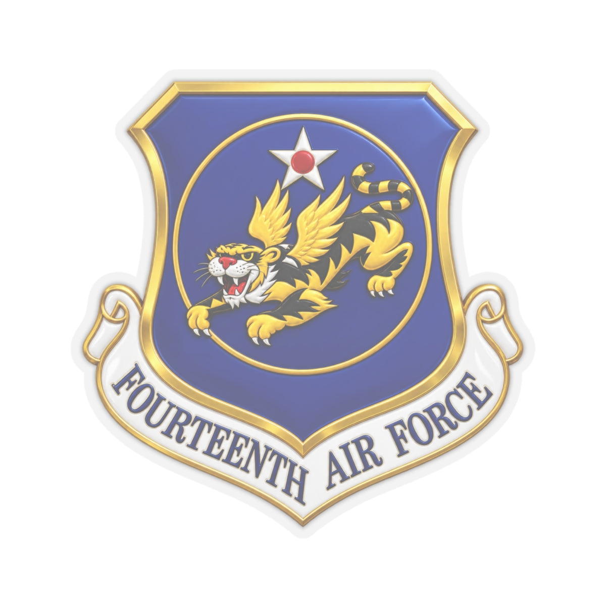 Kiss-Cut Stickers - USAF - 14th Air Force - Flying Tigers wo txt - 3D - Enhanced