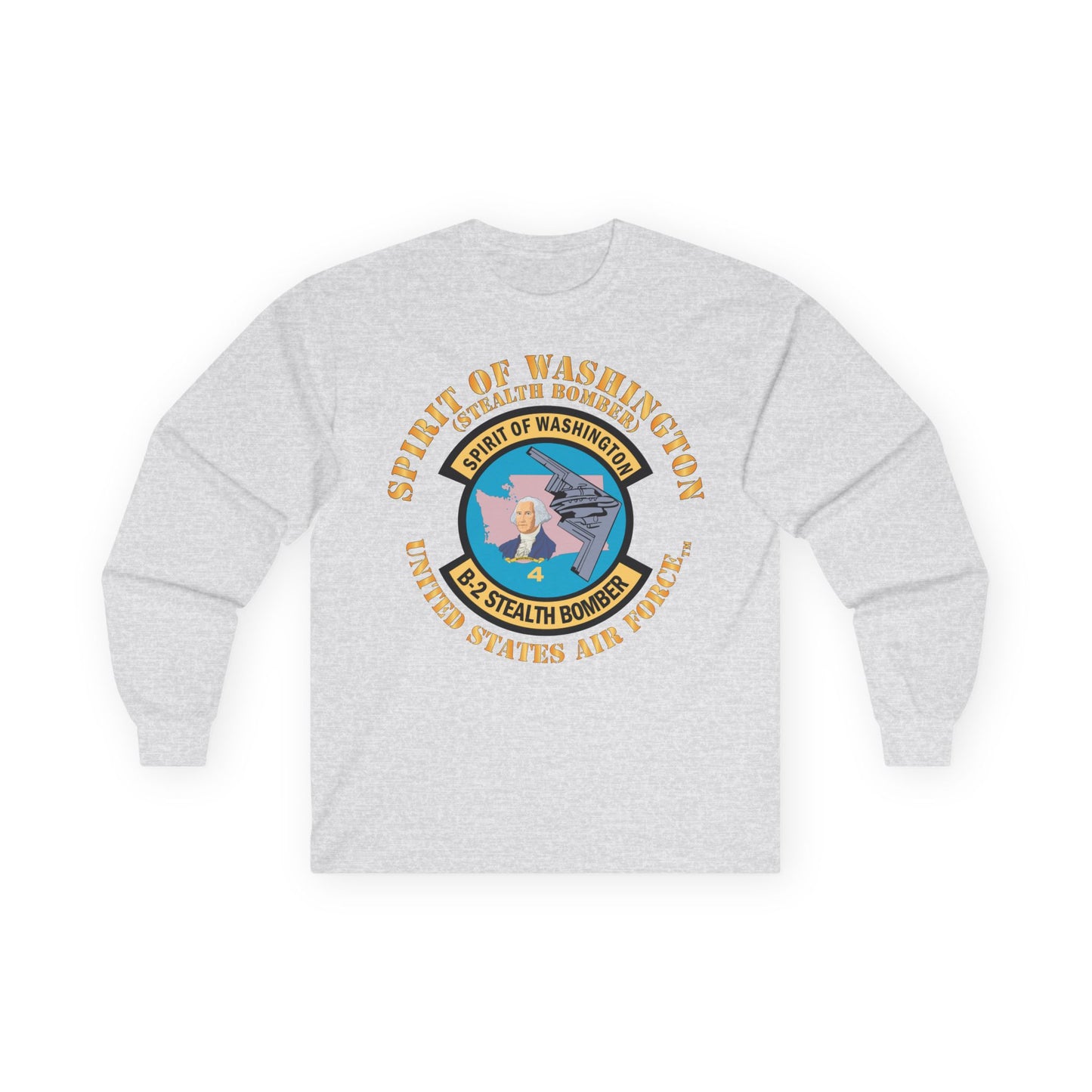 Unisex Ultra Cotton Long Sleeve Tee - USAF - B2 - Spirit of Washington - Stealth Bomber X 300