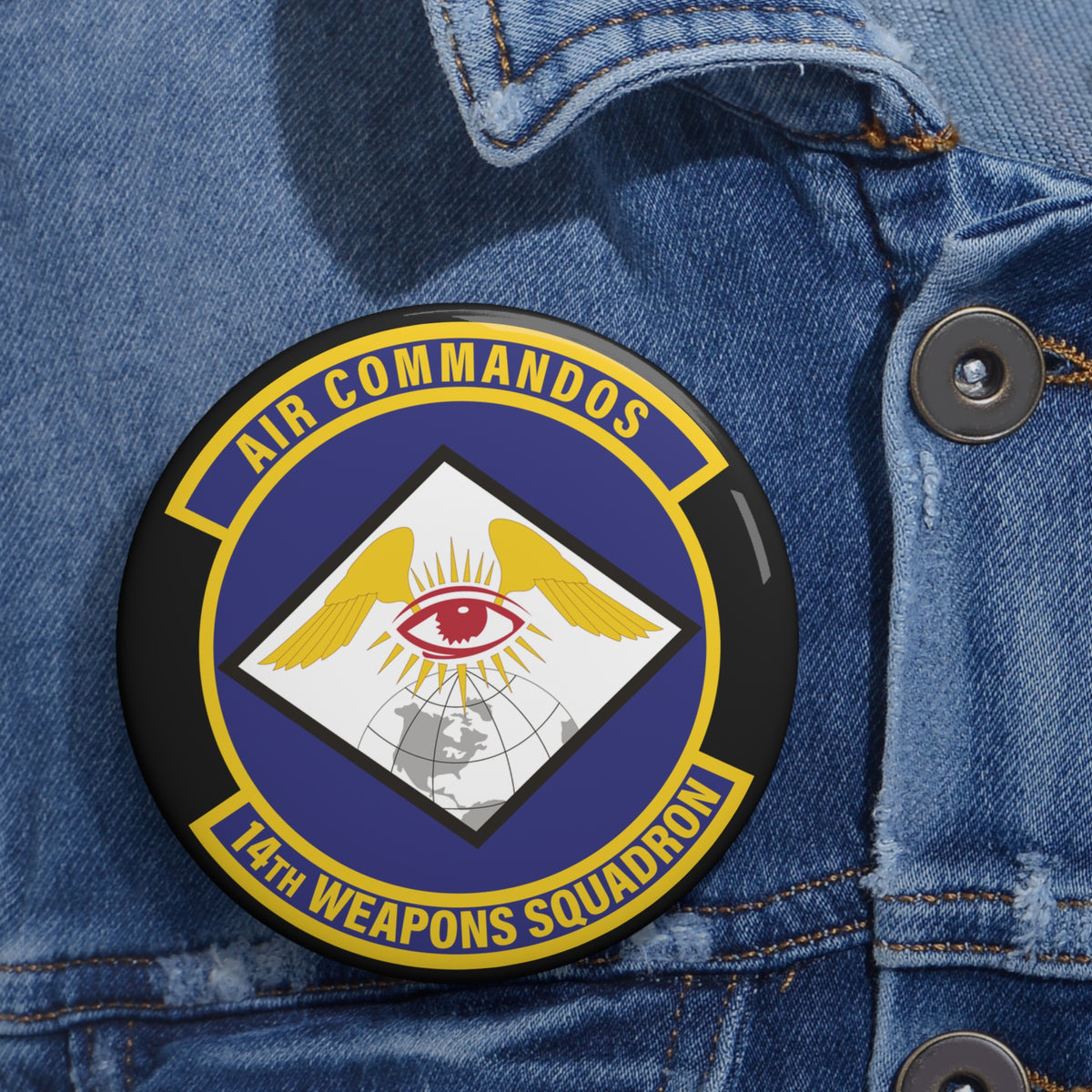 Custom Pin Button - USAF - 14th Weapons Squadron wo txt