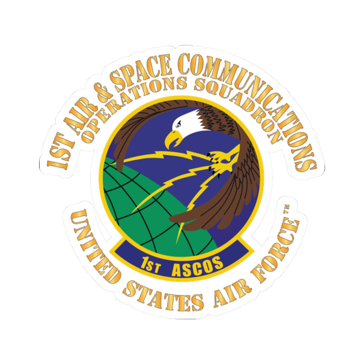 Kiss-Cut Stickers - USAF - 1st Air & Space Communications Operations Sq X 300