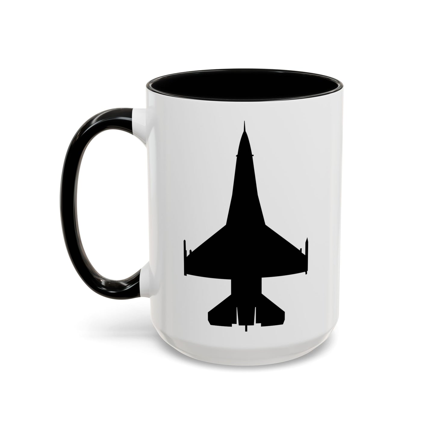 Accent Coffee Mug (11oz & 15oz) - Aircraft - F-16 -Top - Black wo Txt X 300