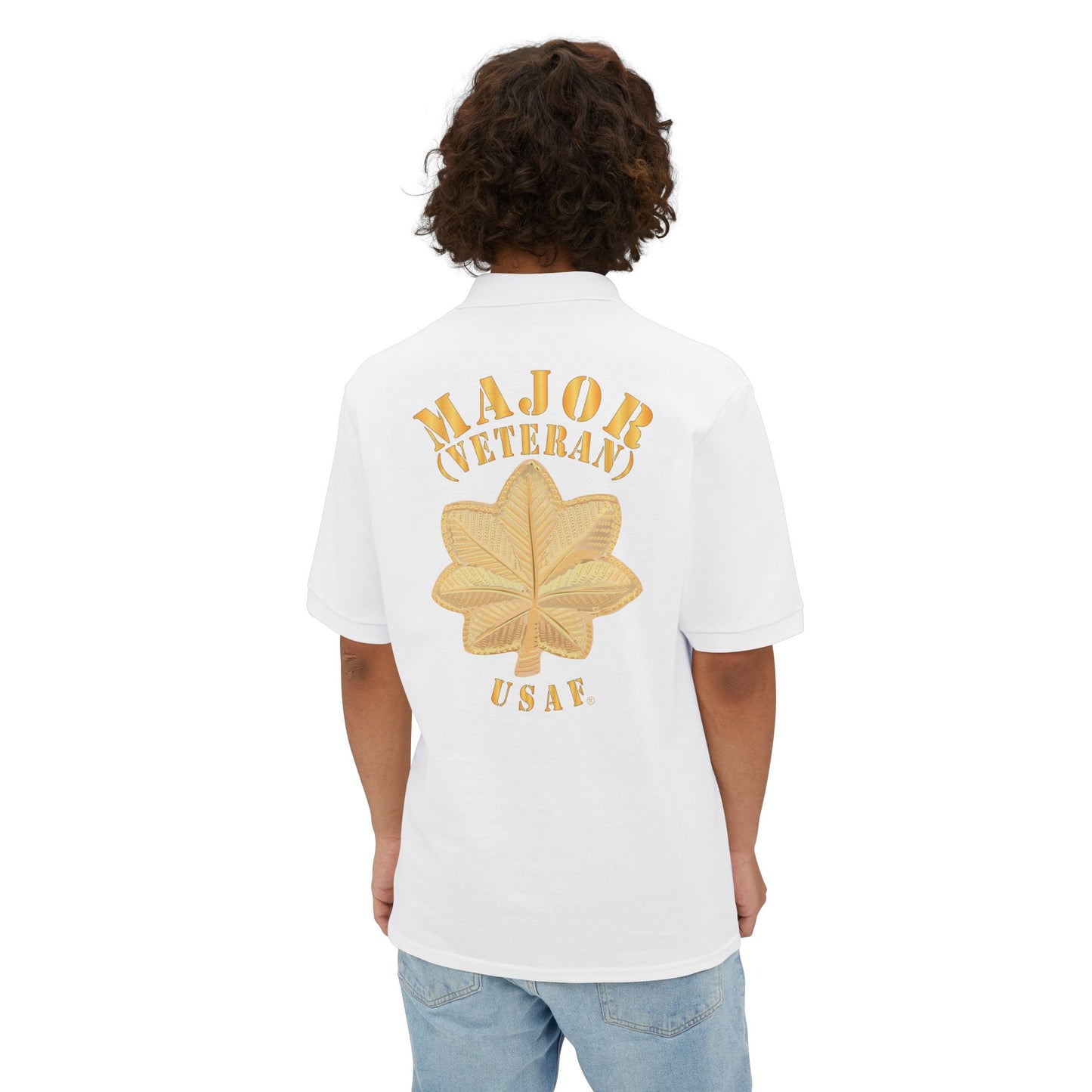 Men's Piqué Polo - USAF - Major - Veteran - USAF X 300