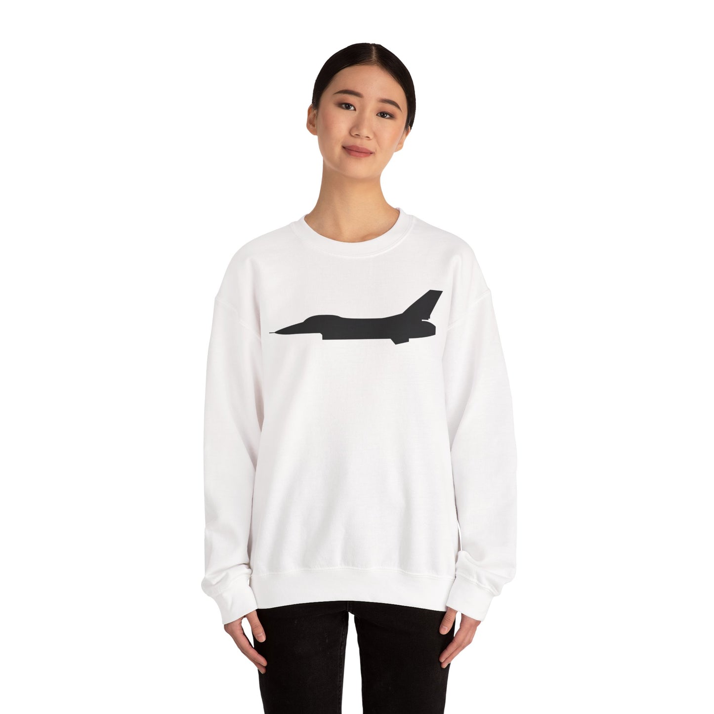 Crewneck Sweatshirt - Aircraft - F-16 - Side - Black - wo Txt X 300