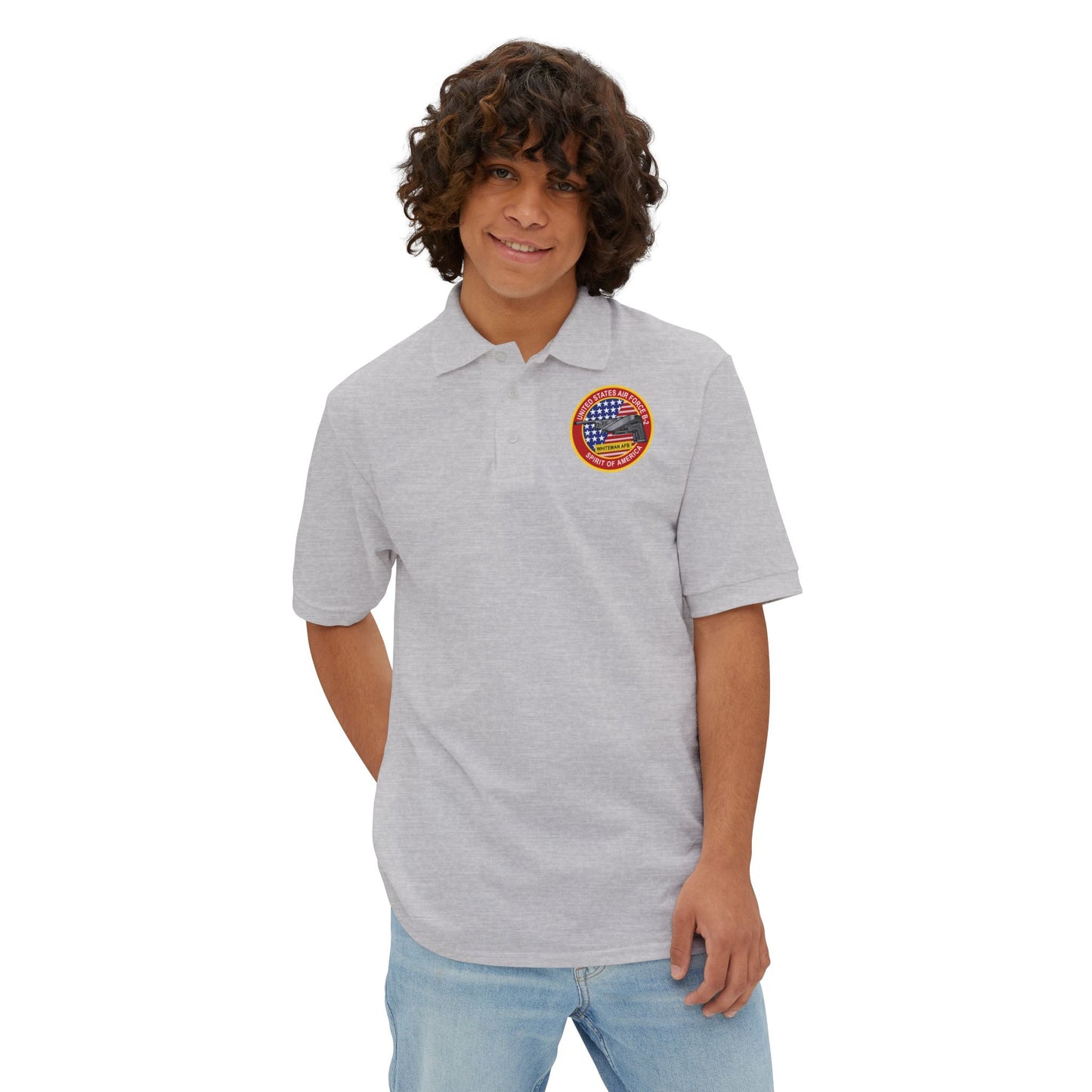 Men's Piqué Polo - USAF - B2 - Spirit - Stealth Bomber wo Txt