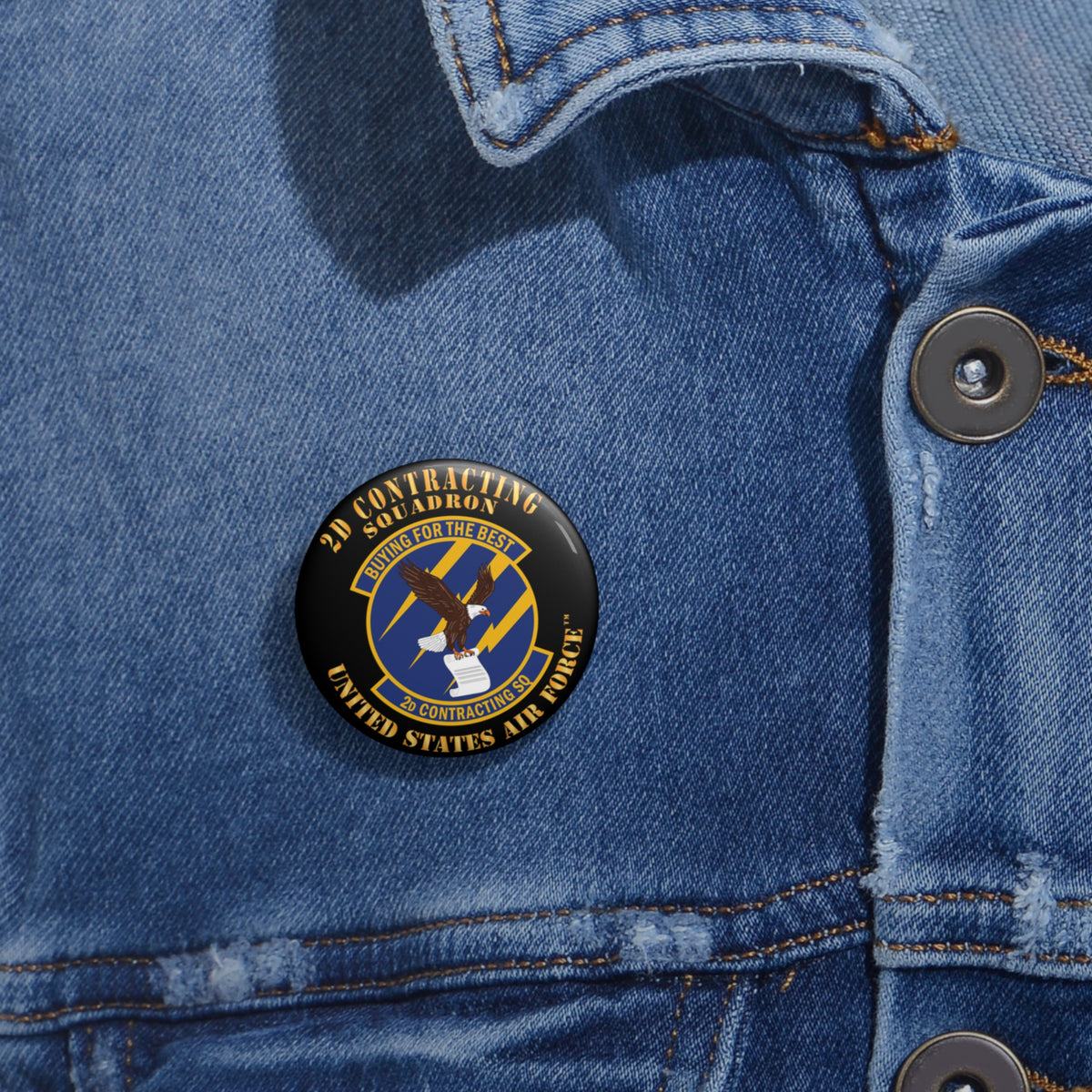 Custom Pin Button - USAF - 2d Contracting Squadron