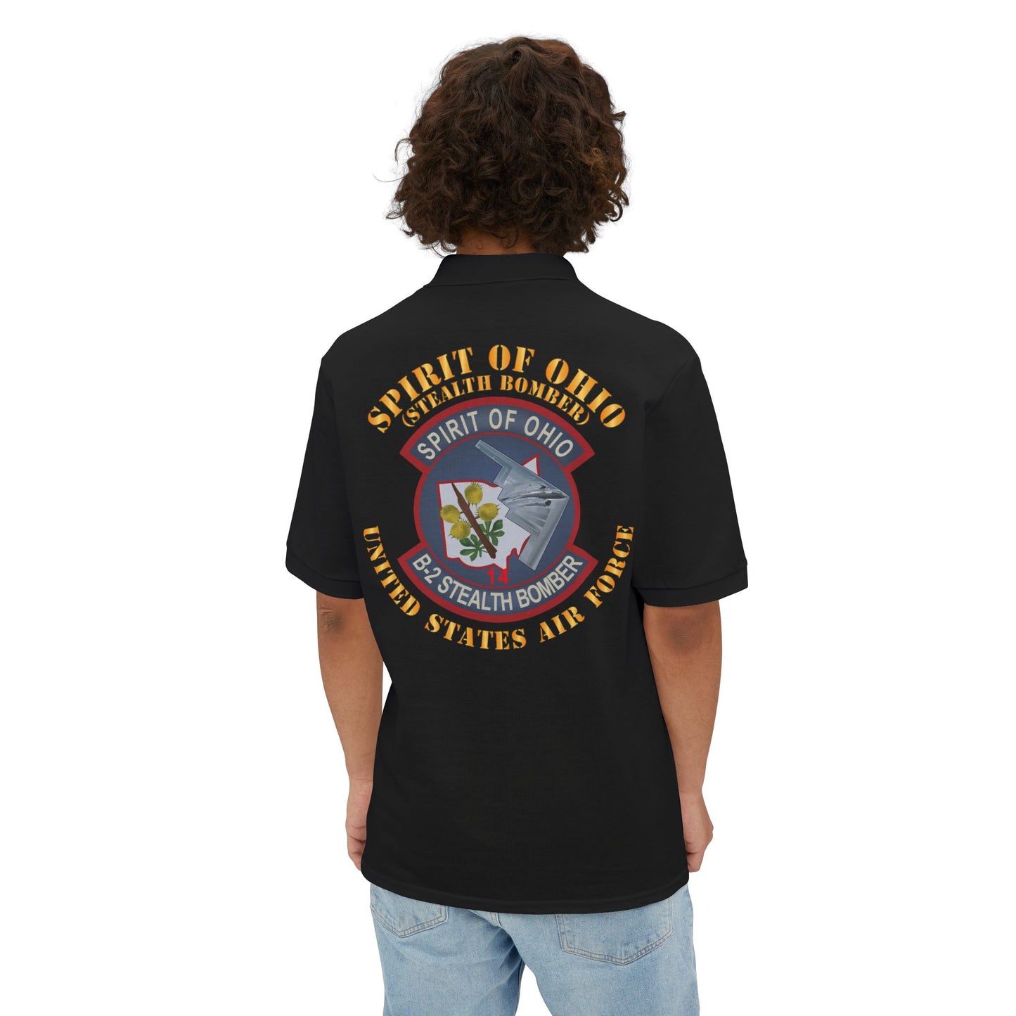 Men's Piqué Polo - USAF - B2 - Spirit of Ohio - Stealth Bomber X 300