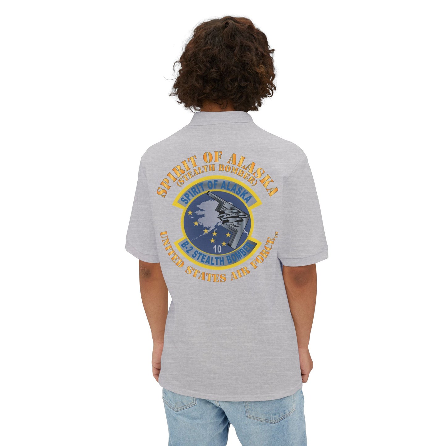 Men's Piqué Polo - USAF - B2 - Spirit of Alaska - Stealth Bomber X 300