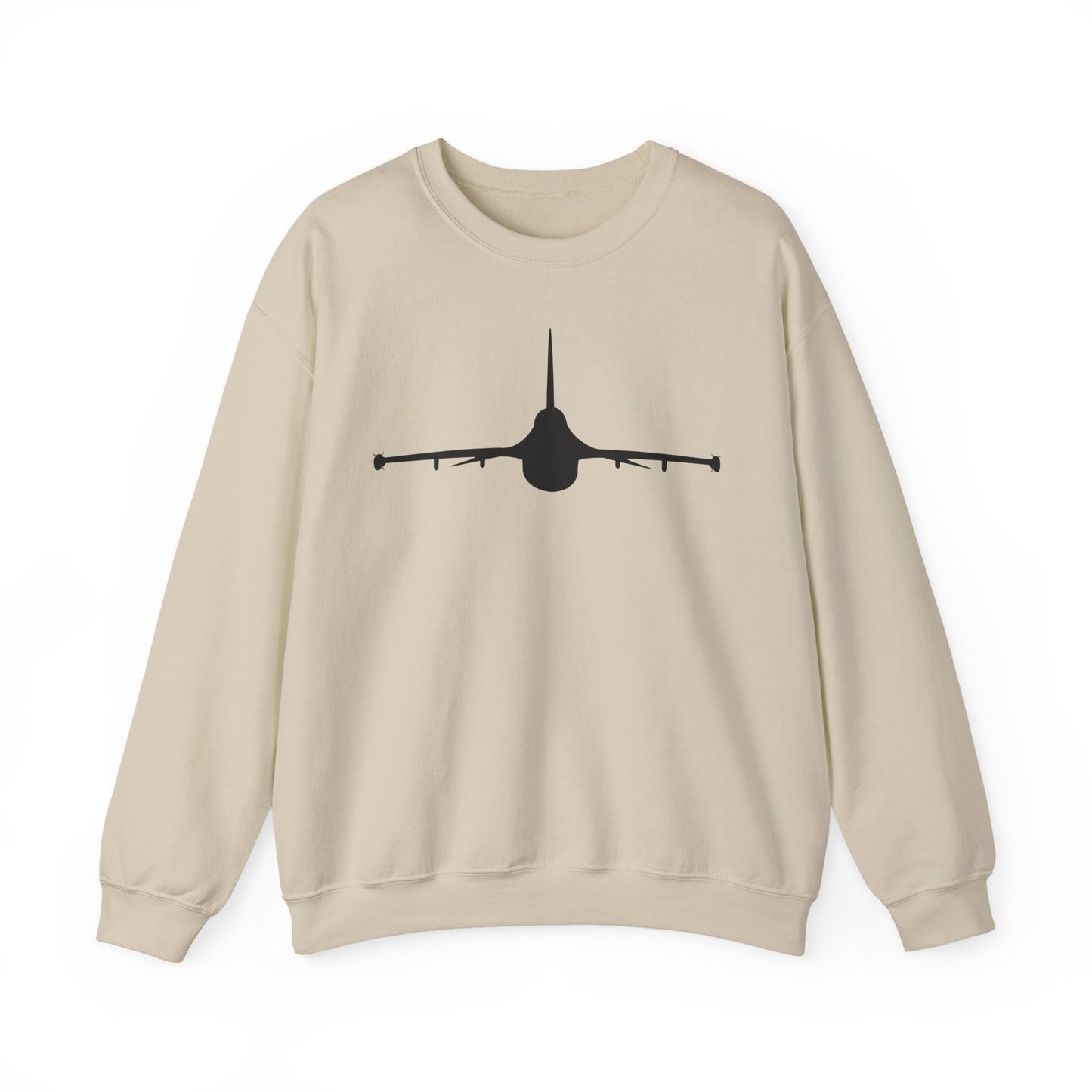Crewneck Sweatshirt - Aircraft - F-16 - Front - Silhouette wo Txt X 300