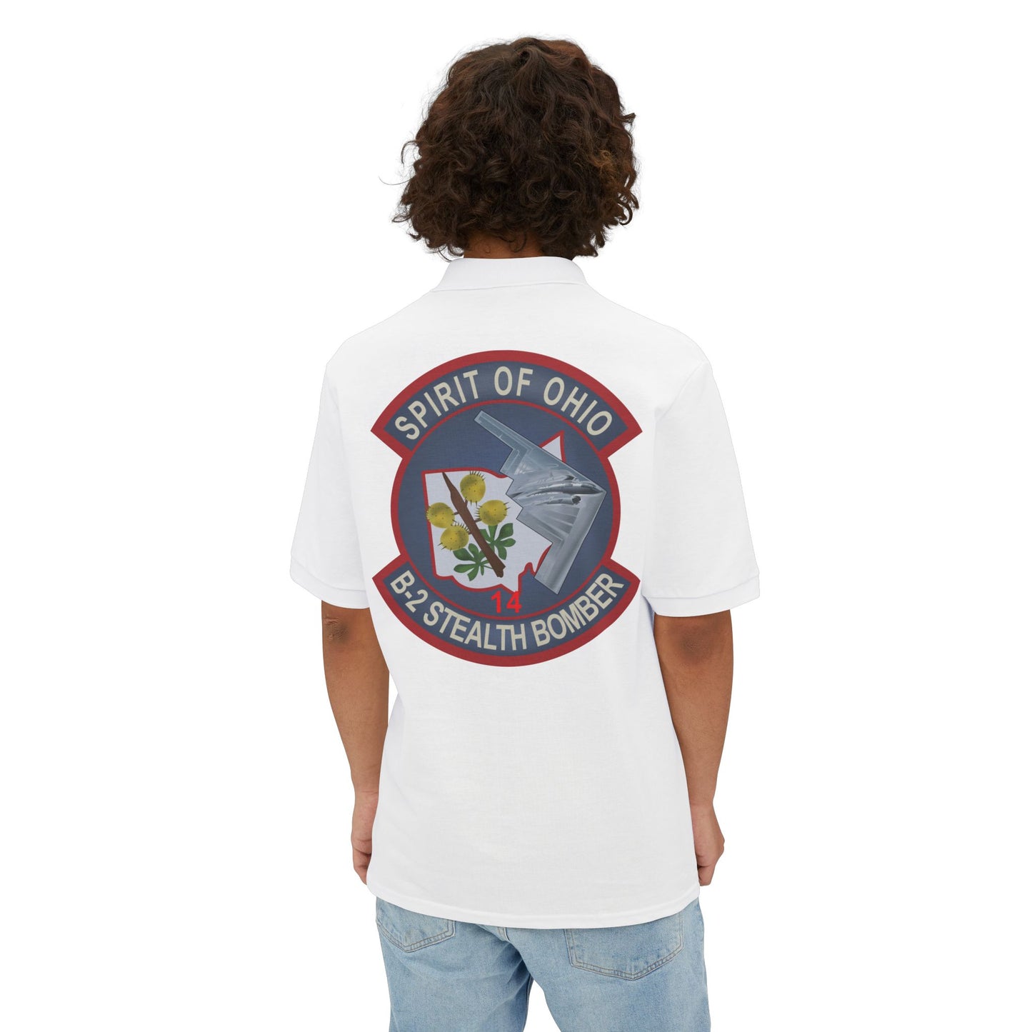 Men's Piqué Polo - USAF - B2 - Spirit of Ohio - Stealth Bomber wo txt X 300