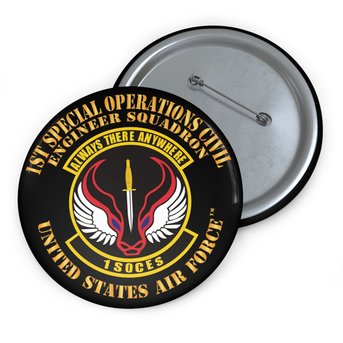 Custom Pin Button - USAF - 1st Special Operations Civil Engineer Sq X 300