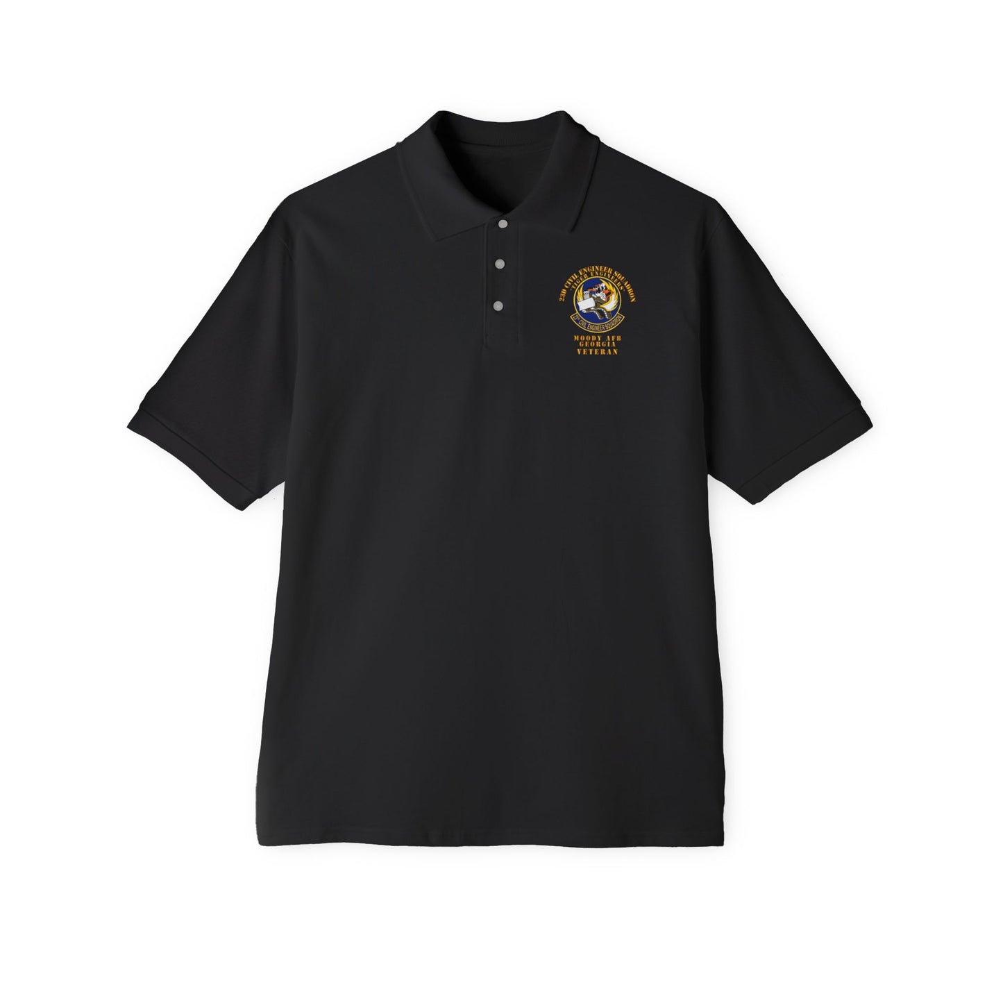 Men's Piqué Polo - USAF - 23d Civil Engineer Squadron - Tiger Engineers - Moody AFB, GA
