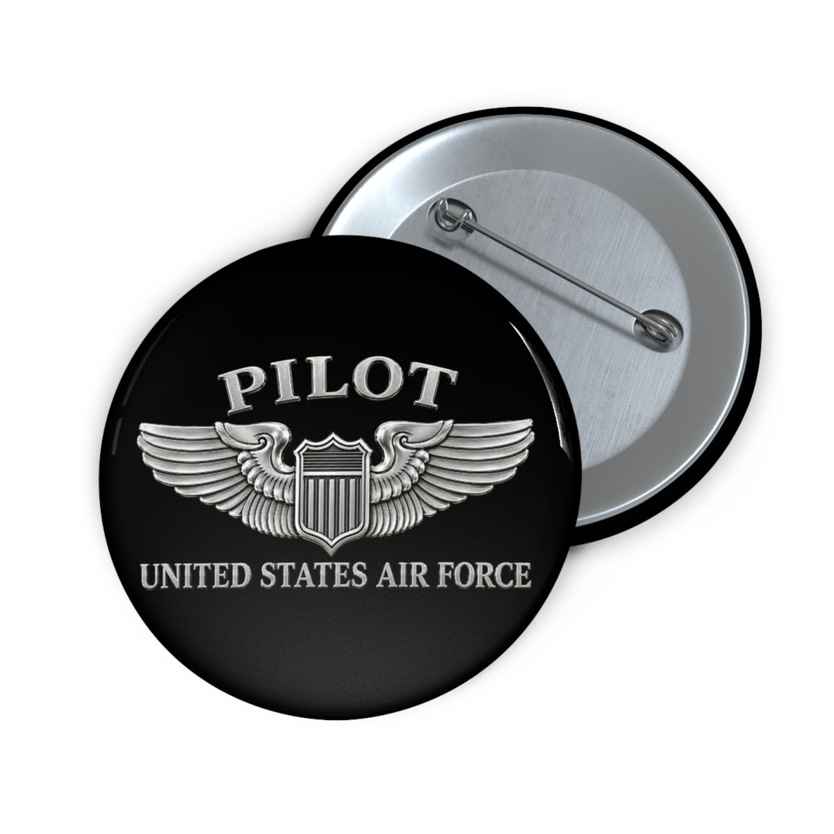 Custom Pin Button - USAF - Basic Pilot Badge - United States Air Force - 3D - Enhanced
