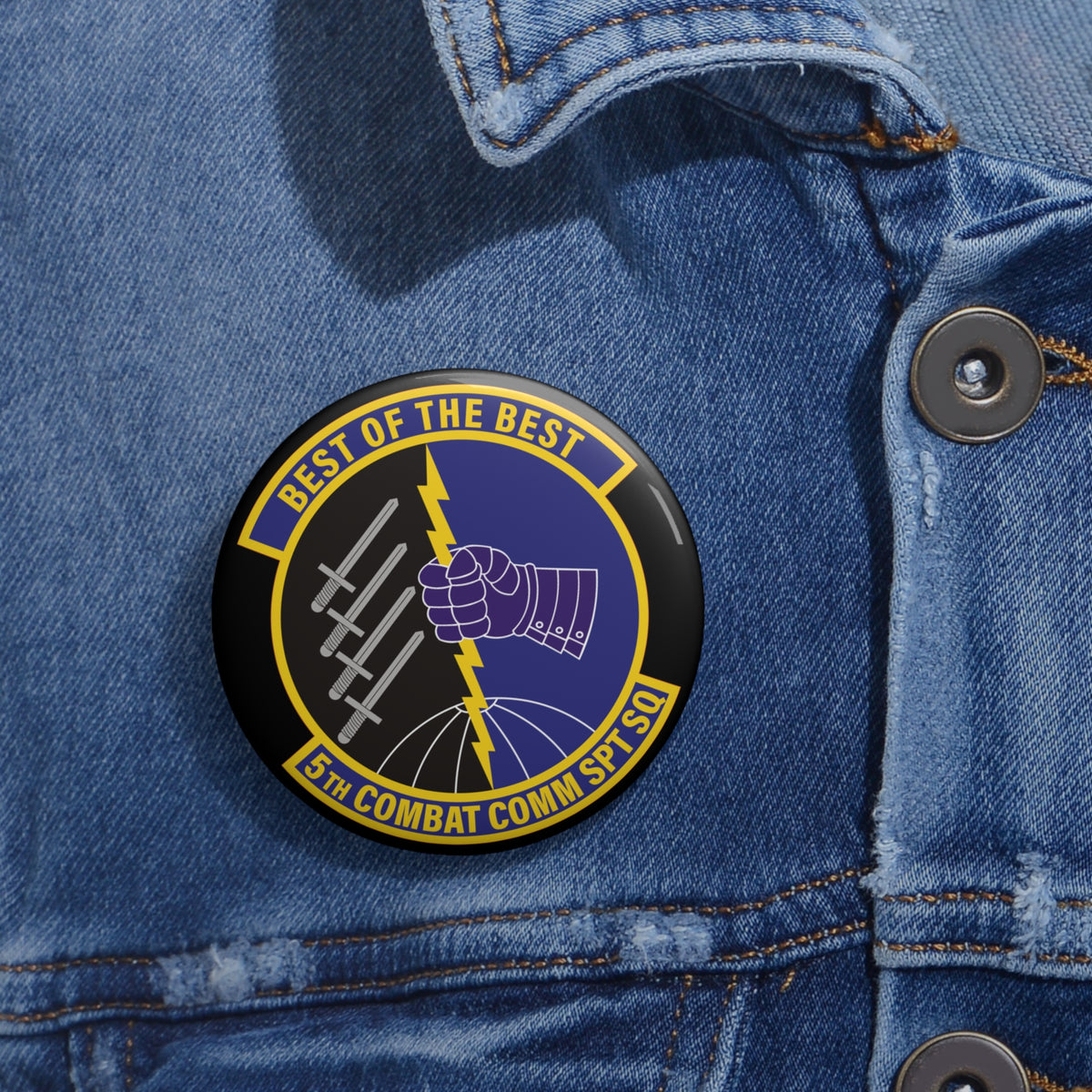 Custom Pin Button - USAF - 5th Combat Communications Support Sq wo txt X 300
