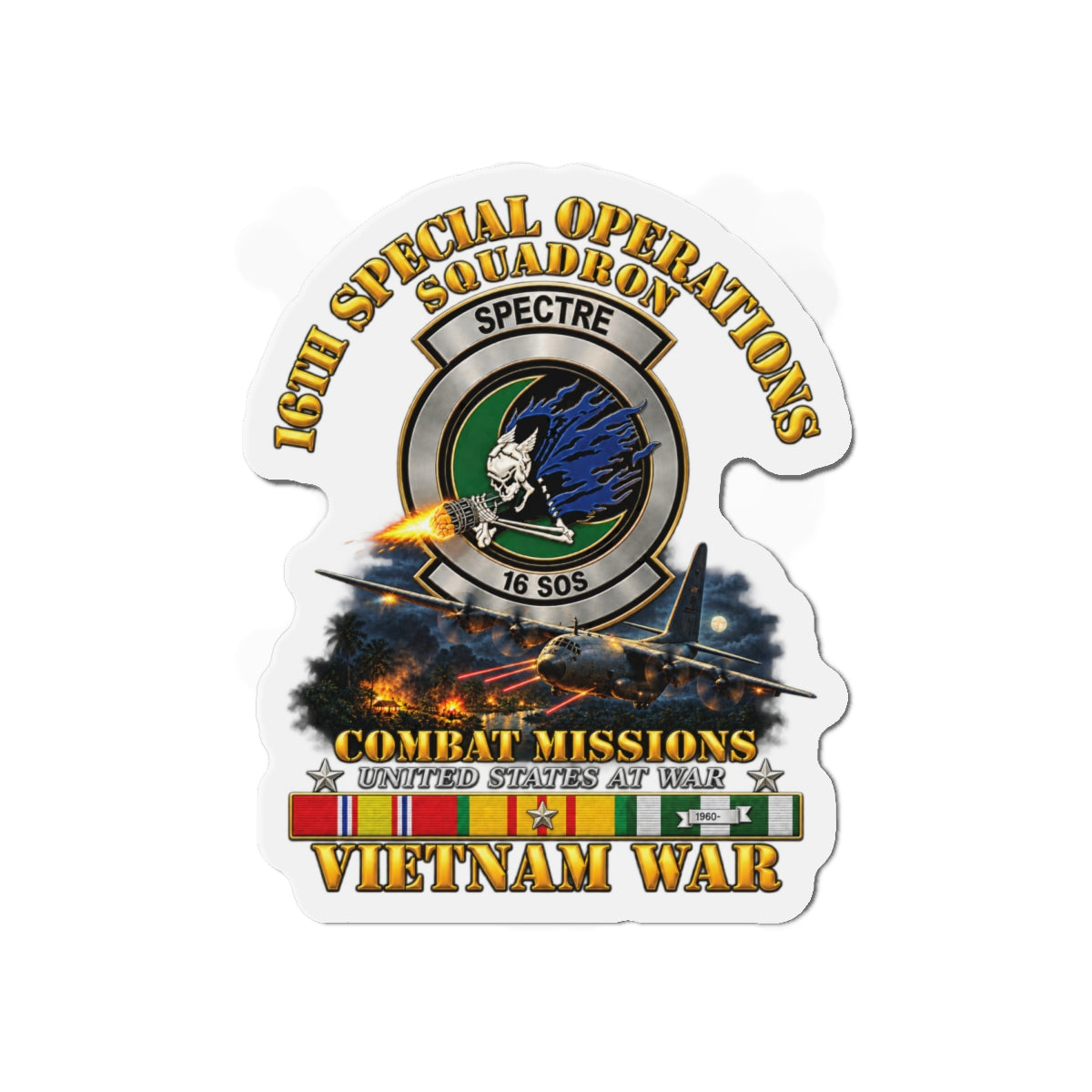 Die-Cut Magnet - SOF - 16th SOS - Combat Missions w VN SVC - 3D - Enhanced
