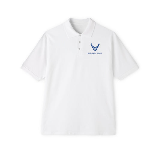 Men's Piqué Polo - USAF Logo, TM Txt - U S Air Force X 300