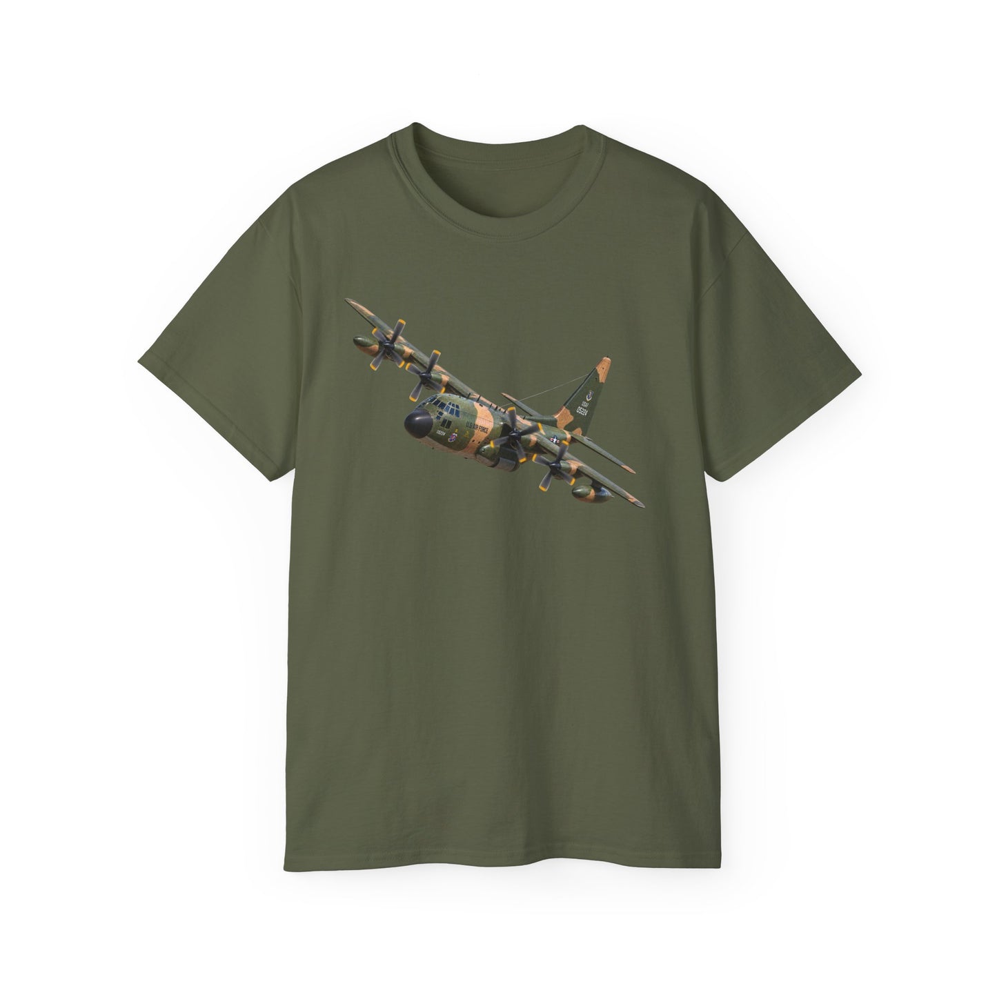 Unisex Ultra Cotton Tee - C-130  Aircraft - Camo - Landing - Hard Left Bank
