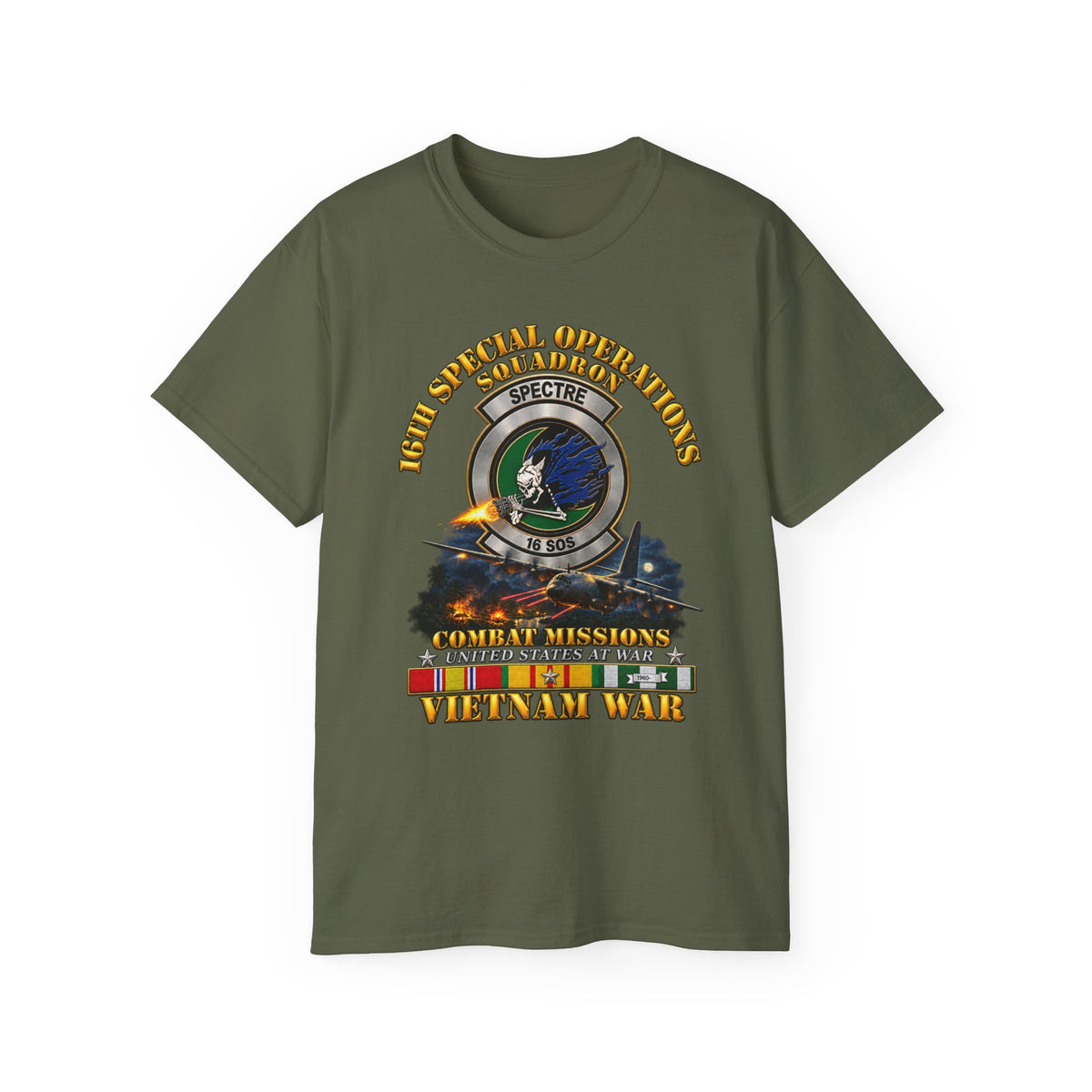 Unisex Ultra Cotton Tee - SOF - 16th SOS - Combat Missions w VN SVC - 3D - Enhanced