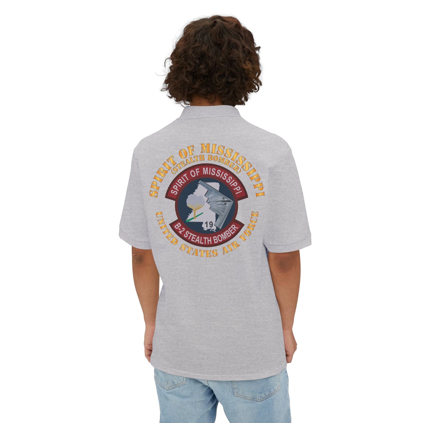 Men's Piqué Polo - USAF - B2 - Spirit of Mississippi - Stealth Bomber X 300