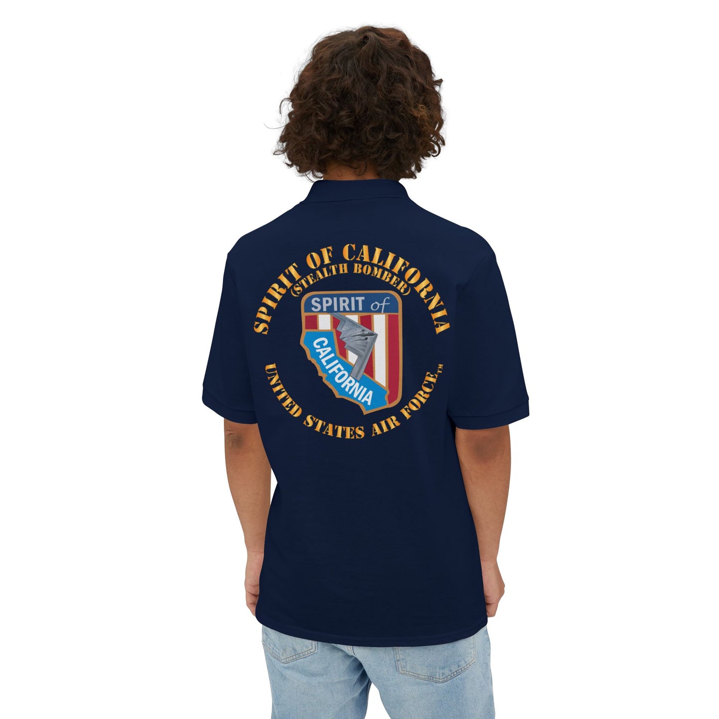 Men's Piqué Polo - USAF - B2 - Spirit of California - Stealth Bomber X 300