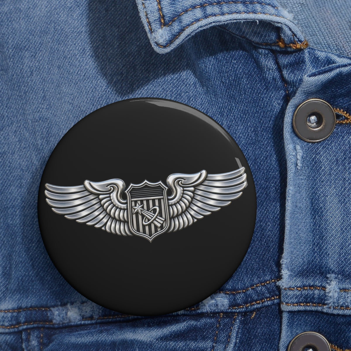 Custom Pin Button - USAF - Basic Astronaut Badge wo txt - 3D - Enhanced